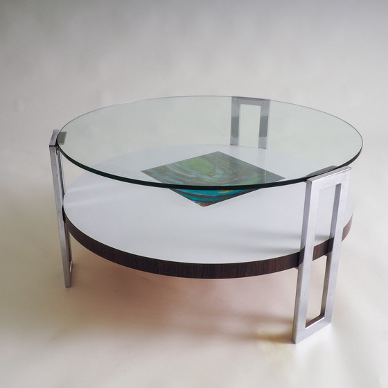 Image 1 of Tavolino rotondo in vetro e cromo dell'era spaziale