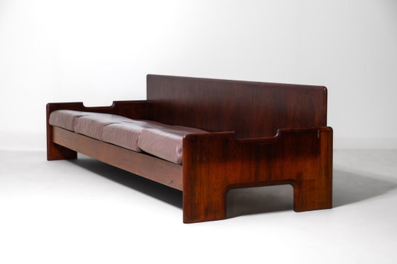 Ampio Divano Loft Minimalista, Italia anni '70 – Divani 3 posti, Wood, Leather (photo 18 of 19)