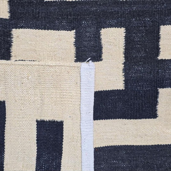 Handwoven Wool Tapestry | Victor Vasarely Style Op Art, Black White Geometric (118 × 81 in) – Rugs & carpets (photo 5 of 9)