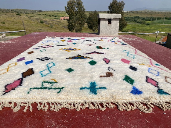 Image 1 of Authentiek Beni Ouarain tapijt 300x200 cm – Handgemaakt Marokkaans wollen tapijt – Minimalistisch Berbers tribaal ontwerp