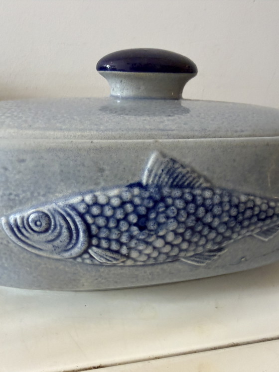 Image 1 of Danish ceramic oven dish fish relief