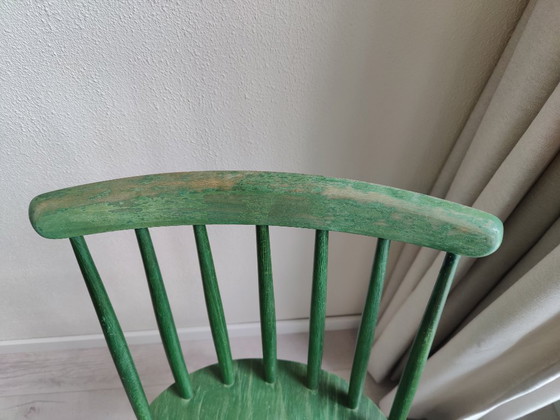 Image 1 of Two green slatted chairs - made by Tacke K. G.