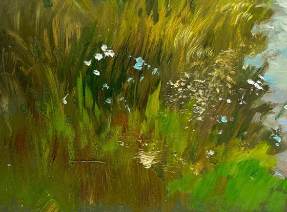 Image 1 of Original Oil Painting Summer Road Landscape A walk in the arms of nature