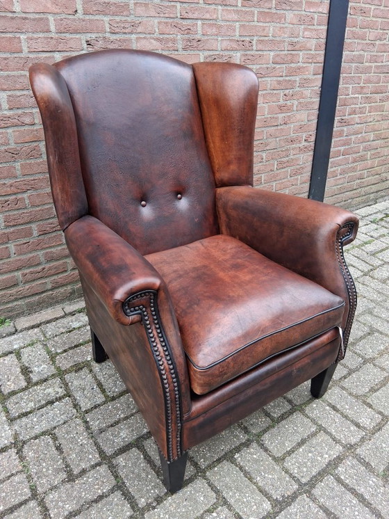 Image 1 of Sillón orejero de auténtica piel de oveja