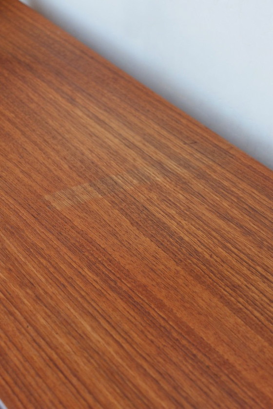 Image 1 of Mobiletto vintage in vinile con piano in teak (anni '60)