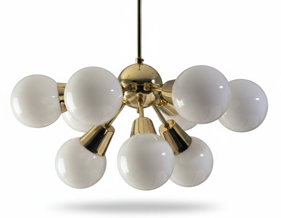 Image 1 of Lámpara de araña de nueve brazos "Sputnik", Jaroslav Bejvl Sr., década de 1970, Checoslovaquia