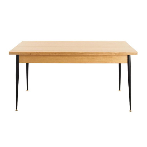 Oak folding table, Italian design, 1980s, manufacture: Italy