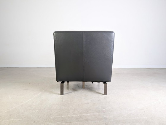 Image 1 of 2x Originele Brühl Amber fauteuil leder grijs design