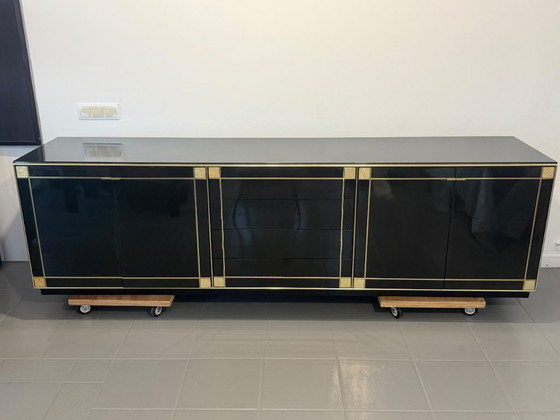 Pierre Cardin Sideboard With Brass Black Lacquered Shell Inlays, 1980 – Wood (photo 10 of 64)