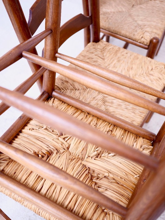 Image 1 of 4 timeless wooden and straw chairs