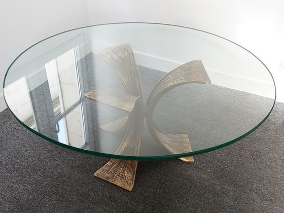 Image 1 of TABLE BASSE VINTAGE 1960 EN BRONZE & VERRE DLG LUCIANO FRIGERIO WILLY CEYSSENS