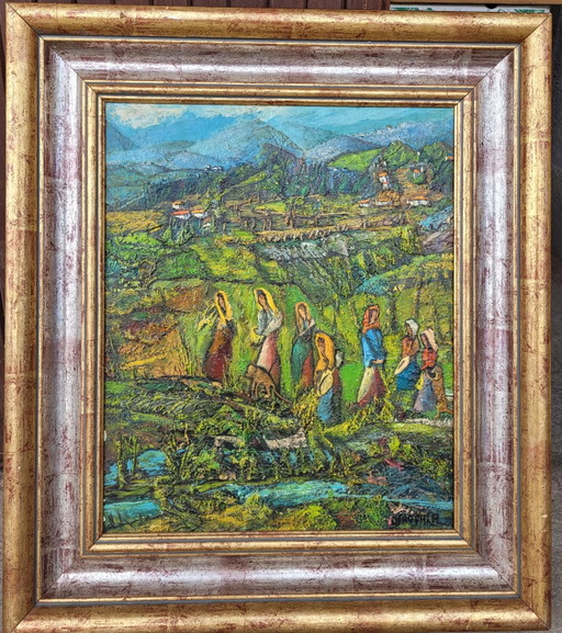 Osnophla Ec Setoise-Hsp-Verschiebung Der Bohémiens Oder Bohémiennes Au Singe..Dim 46X38Cm