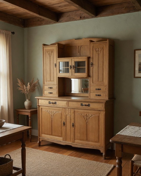Image 1 of Brocante country light oak buffet cabinet