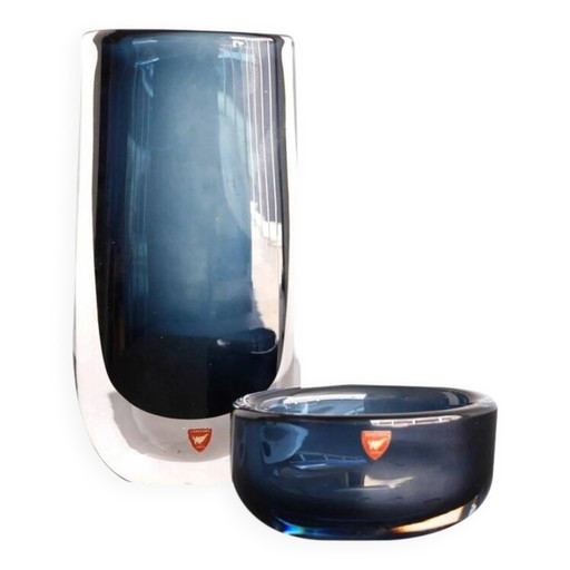 Vase en verre par Landberg pour Orrefors, set de 2