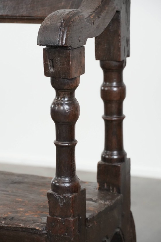 Image 1 of Antique English early 19th century hall bench/bench for the dining table made of oak