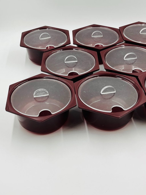 Set of 8 vintage Dupont Belgium hexagonal pots