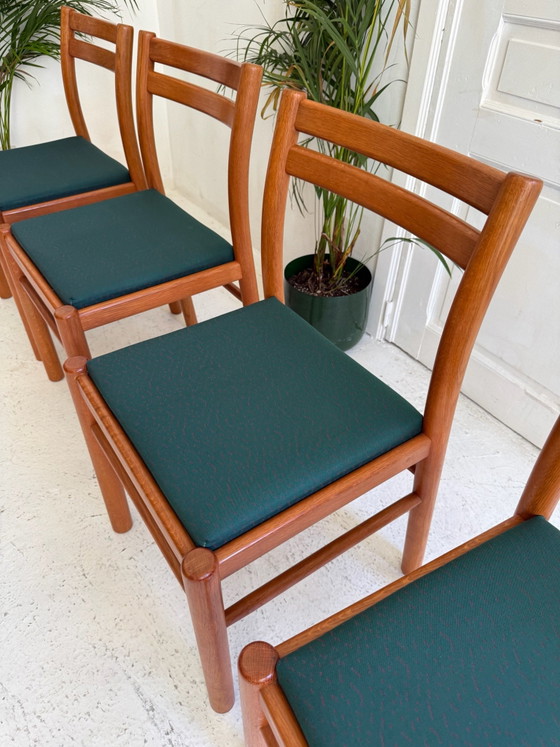 4 Scandinavian solid teak Dining chairs, Textile, Wood, Brown (photo 4 of 9)