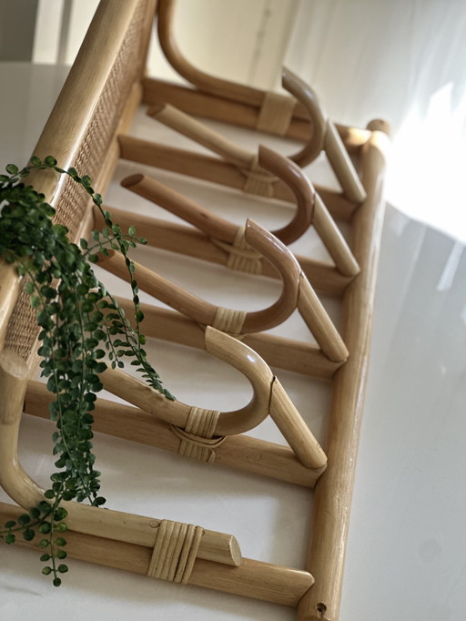 Vintage rattan coat rack bamboo