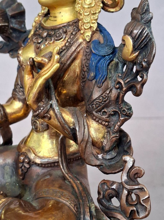 Grüne Tara – Patinierte Bronze – Gold Face – Dekorative Objekte (photo 17 of 18)
