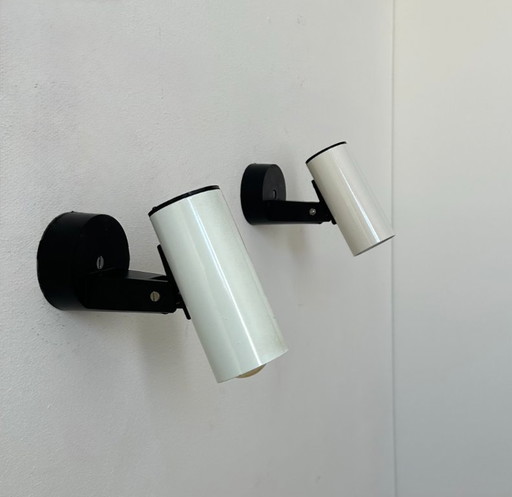 Coppia di applique orientabili vintage, metallo bianco, Francia 1970