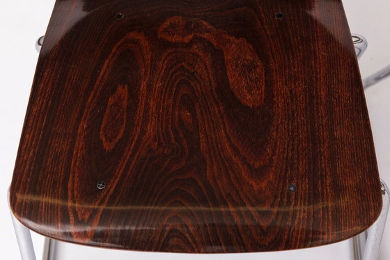 Image 1 of 2 of 8 Vintage Casala Stackable Chairs, Germany 1970s, Plywood & Chrome