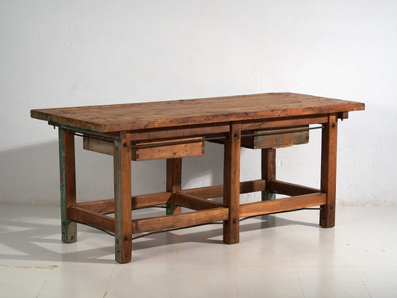 Tavolo da lavoro antico (c.1920) #15, Scrivanie, Legno, Pelle, Marrone, Rustic (foto 45 di 45)