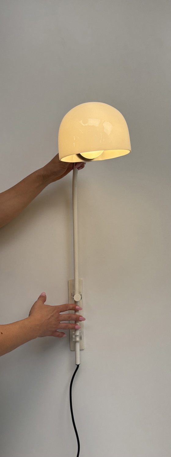 Image 1 of Lampada da parete vintage di design bianco Vetro metallico Vetro lattiginoso