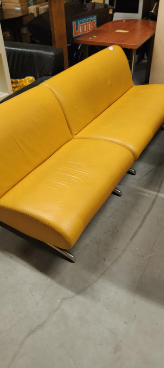 Image 1 of 2 rare yellow leather Rene Holten "Tara" chairs for Artifort, 1980s design vintage