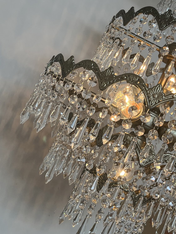 Image 1 of Vintage kristallen art nouveau stijl kroonluchter hanglamp 