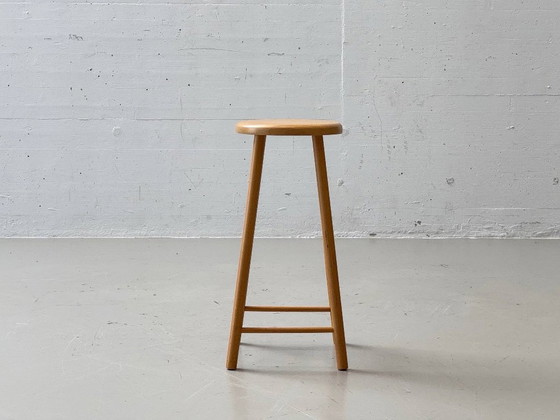 Sgabello da Bar Vintage in Legno Massiccio – Forma Semplice Mid-Century – Sgabelli (photo 10 of 11)