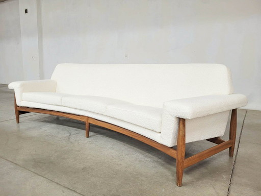 TV Sofa in Teak Wit Bouclette van Johannes Andersen voor Trensum, 1958