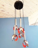 Lampada a sospensione vintage a cascata Raak – cromata e arancione