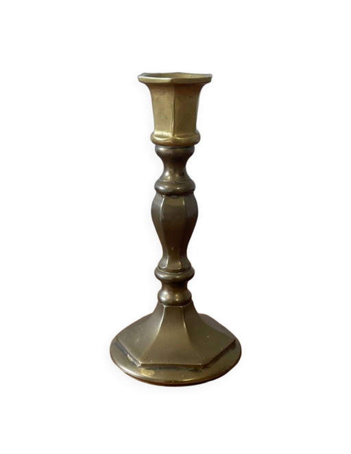 Faceted Brass Candle Holder