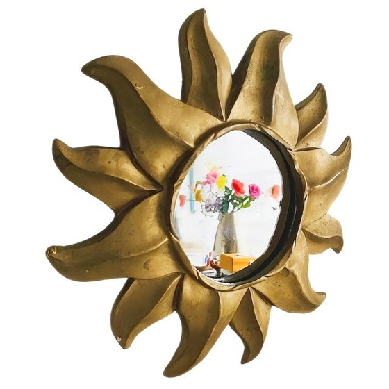 Image 1 of Vintage gold sunburst sun mirror Hollywood Regency 28 cm 1980s