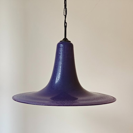 Image 1 of Vintage purple Witch Hat pendant lamp glass