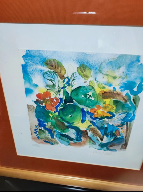 Image 1 of Lithograph "Flowers from Elsewhere" signed Vallois