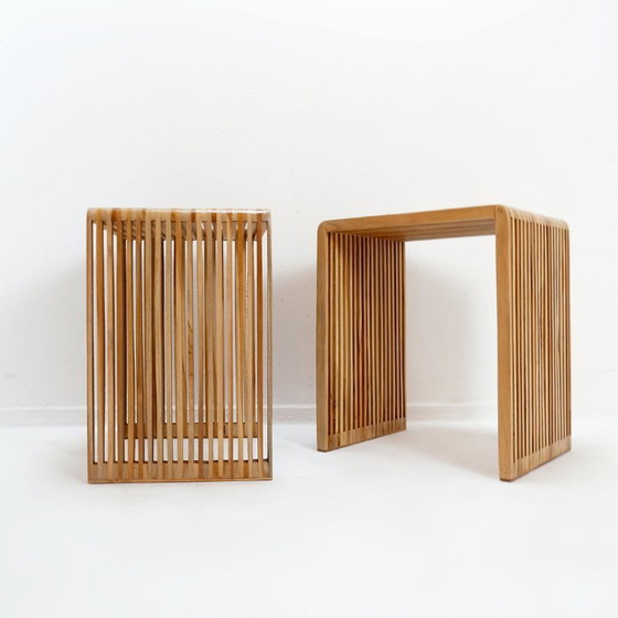 Image 1 of Pareja de mesas auxiliares con tablillas