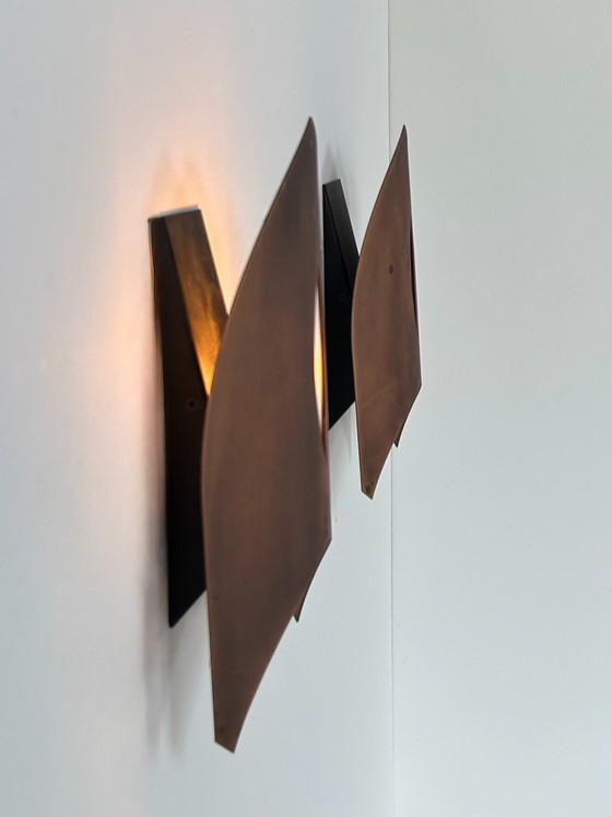 Image 1 of Pair of vintage wall sconces in matte copper, France, 1970
