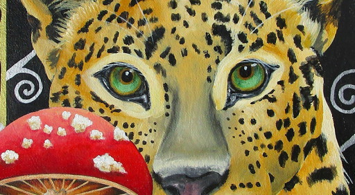 Beautiful hand painted painting of a jaguar