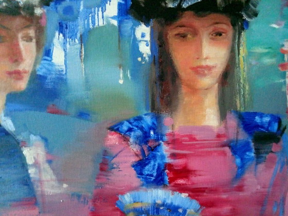 Original Oil Painting Abstract Expressionism Figurative Carnival – Paintings & Drawings, Canvas (photo 8 of 10)