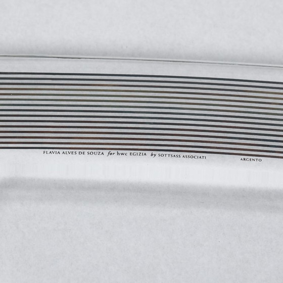 Image 1 of Service de 6 plats carrés avec incrustations argentées, De Souza pour Sottsass Associati