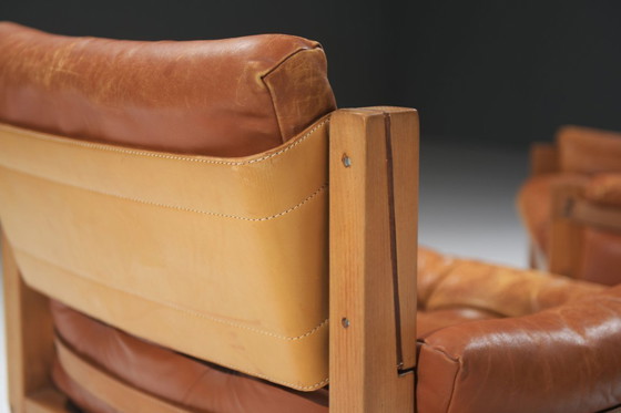 Image 1 of Vintage S15 fauteuils van leer, ontworpen door Pierre Chapo - Atelier Chapo, Frankrijk, 1967.