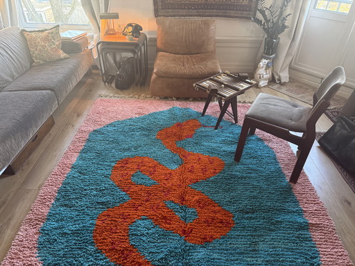 Tappeto monumentale in lana fatto a mano con motivo a serpente – 325 × 204 cm