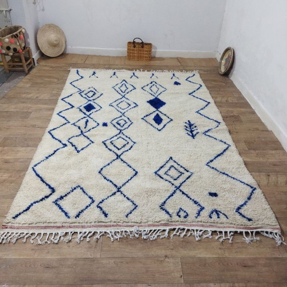 Image 1 of Alfombra bereber clásica Beni Ourain: alfombra marroquí grande hecha a mano (305 × 195 cm)