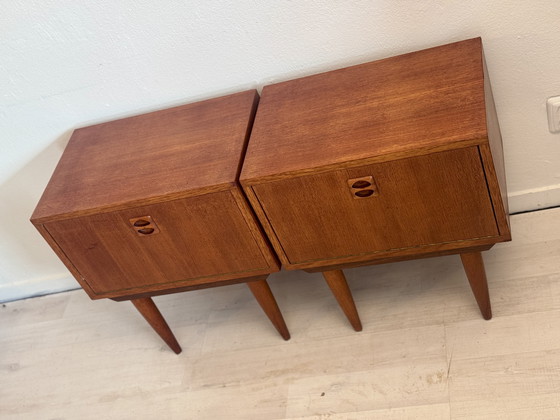Image 1 of Set vintage Deense nachtkastjes teak jaren 60