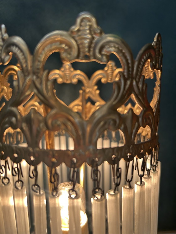 Image 1 of Set Of 2 Vintage Opaline Rod Table Lamps Italian