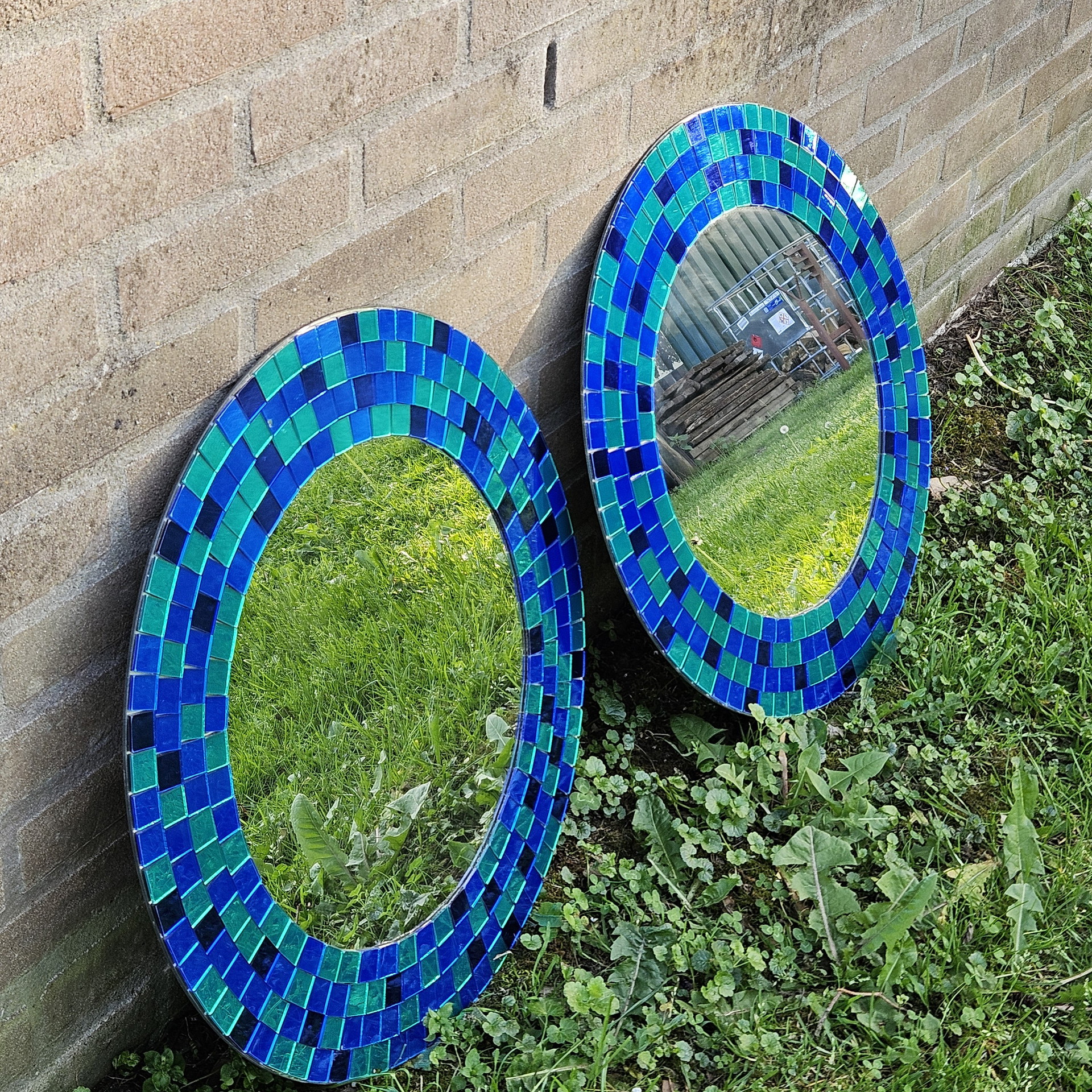 Vintage IKEA Tranby Mirrors – Set of 2 – Blue Mosaic | €65 | Whoppah