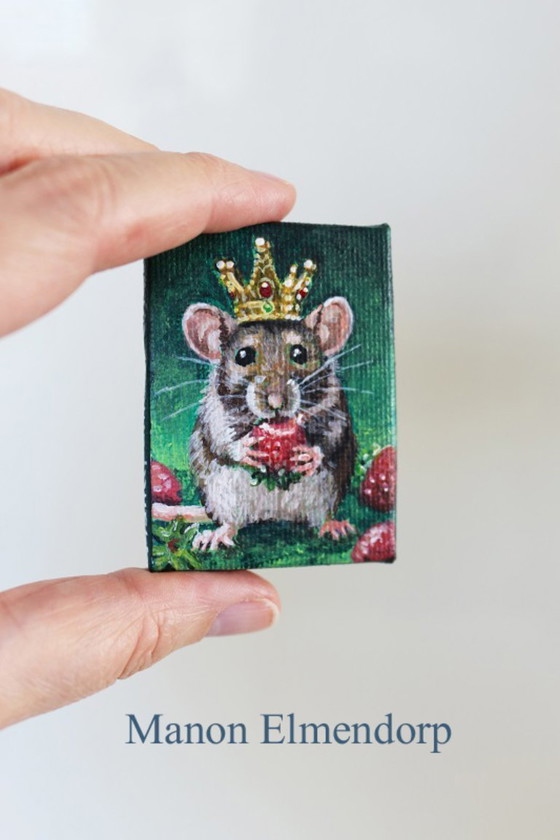 Image 1 of Hand-painted Painting Mouse "Royal Lunch"