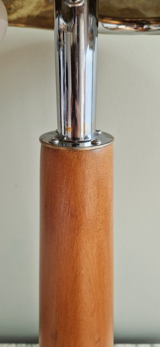 Image 1 of Vintage table lamp in wood and metal – Modernist design, 1950s