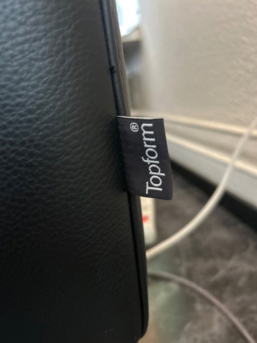 Black leather Topform lounge corner sofa